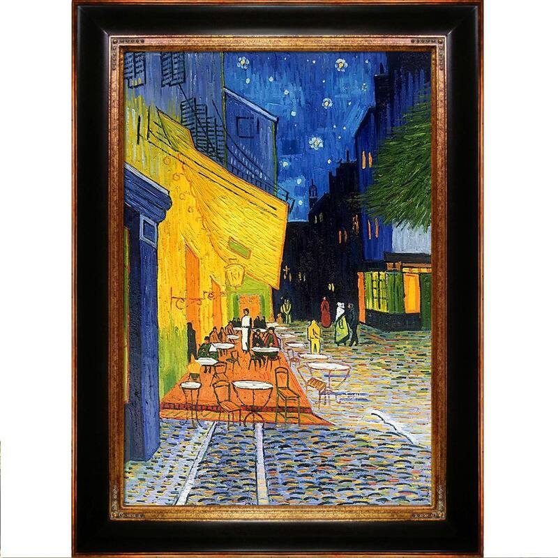 45 in. x 33 in. Cafe Terrace at Night with Opulent Frame by Vincent Van Gogh Framed Wall Art