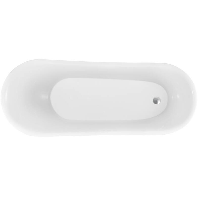 53.9 in. Fiberglass Slipper Clawfoot Non-Whirlpool Bathtub in Black