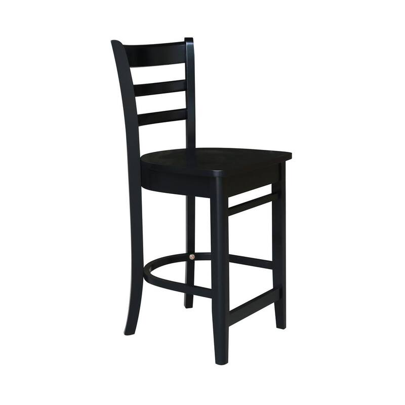 3 PC Set - Black Solid Wood 30 in. Square Table with 2 Side Stools