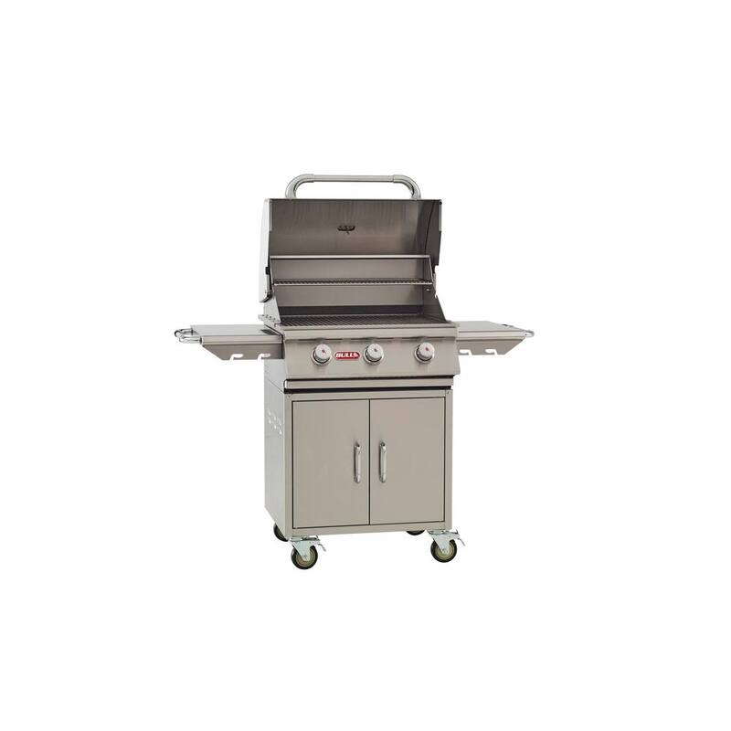 24 in. 3-Burner Steer Propane Complete Grill Cart in Stainless Steel