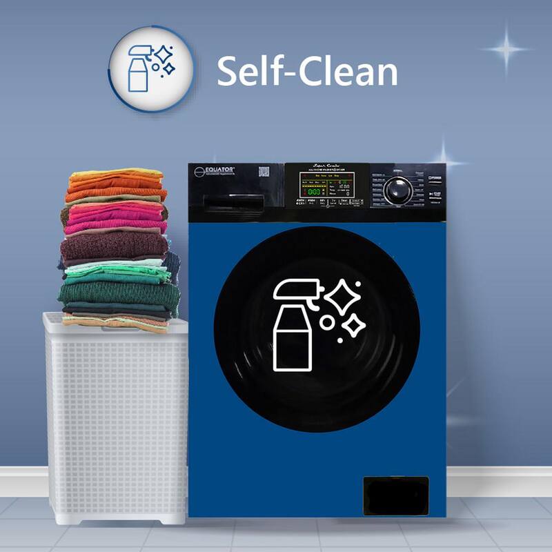 33.5 in. 18 lbs. 1.9 cu. ft. 110V Washer Smart Home All-in-One Washer and Dryer Combo in Blue/Black