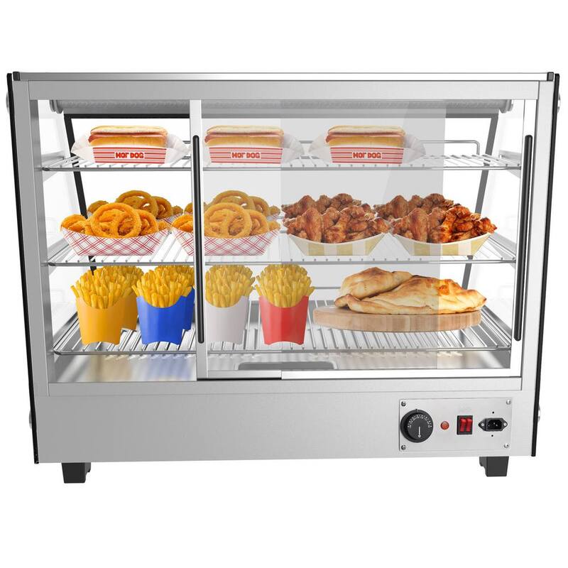 34 in 5.6 cu. Ft. 3 Shelf Countertop Commercial Food Warmer Display Case with LED lighting in Stainless Steel