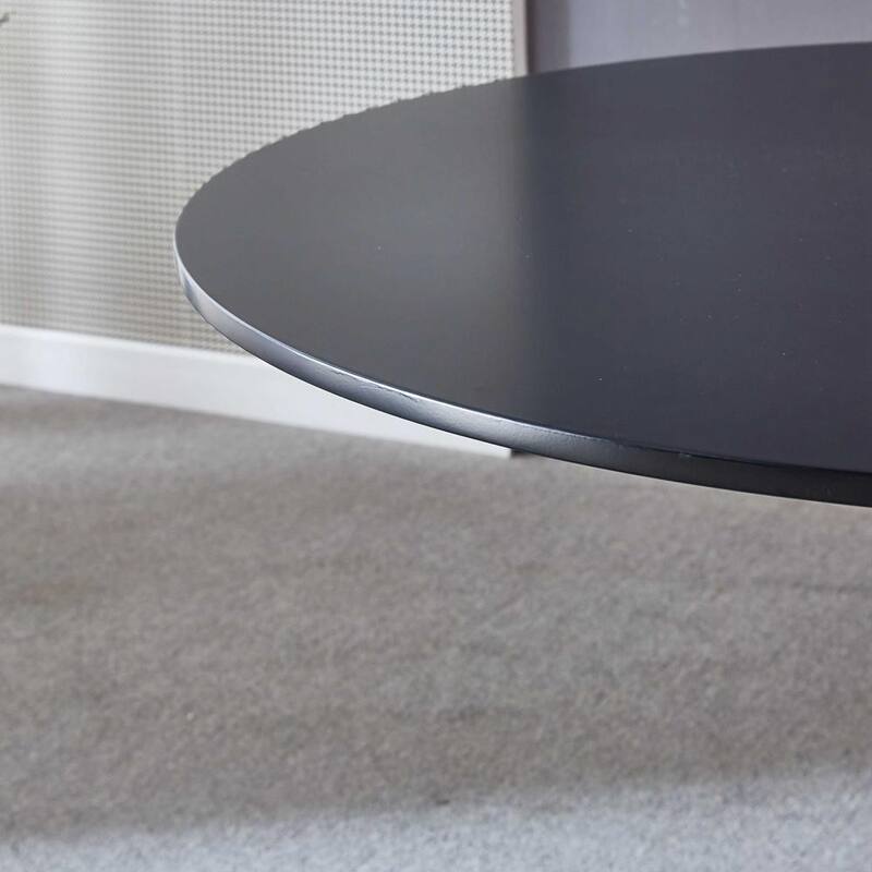 42.12 in. Black Wood Top Round Dining Table