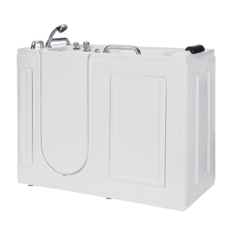 53 in. Left Drain Quick Fill Walk-In Whirlpool Bath Tub with Left Side Door in White