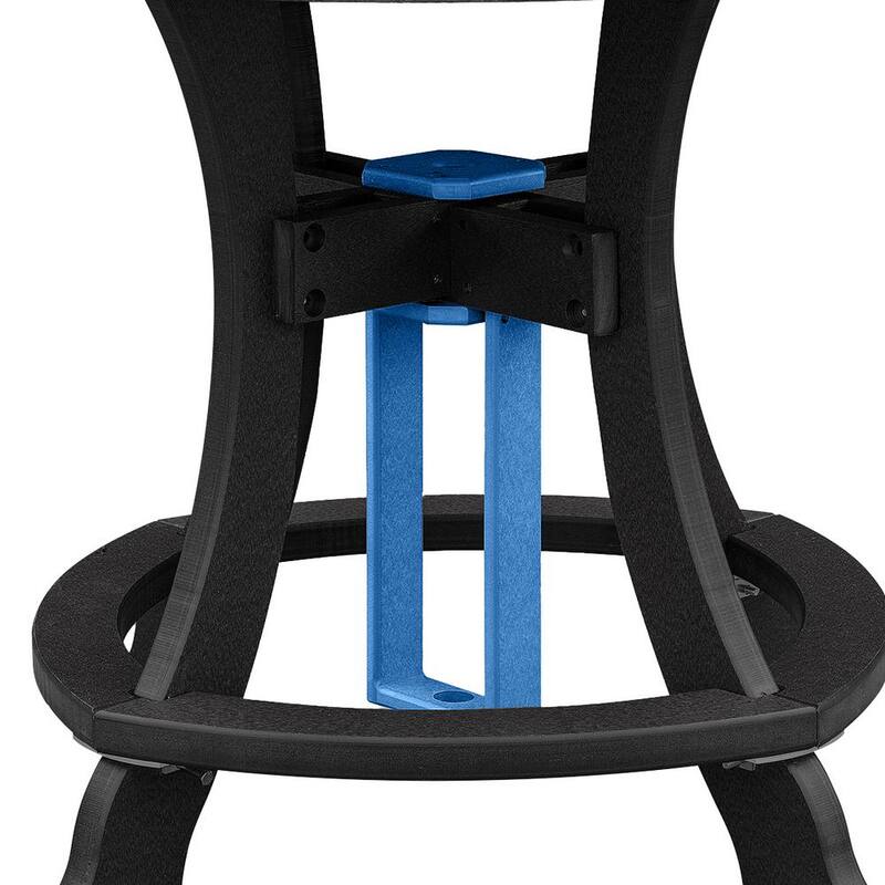 Adirondack Black Round Composite Outdoor Dining Table with Blue Top