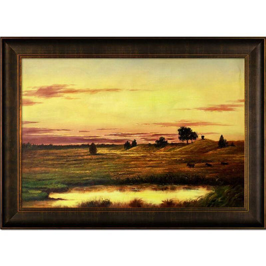 43 in. x 31 in. Sunset Rhode Island with Veine D'Or Bronze Scoop Frame by Martin Johnson Heade Framed Wall Art