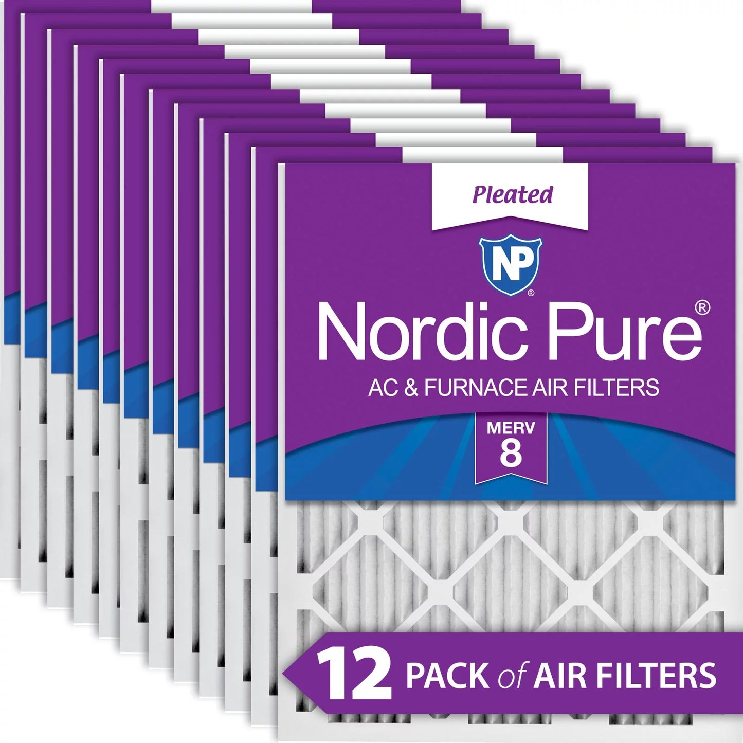 14x25x1 13_1/2x24_1/2 Pleated MERV 8 Air Filters 12 Pack