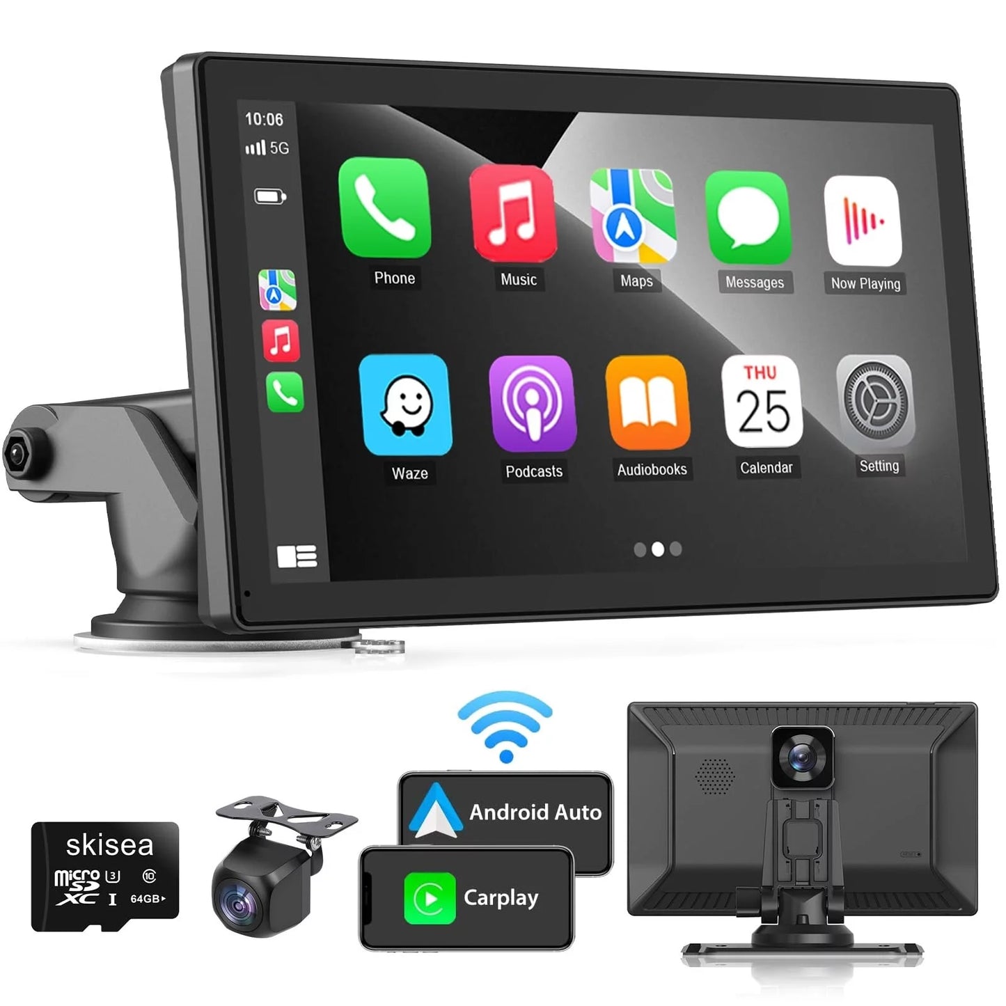 9 Inch Wireless Apple Carplay Car Stereo Touch Car Play Screen Audio Car Radio Receiver 2.5K Dash Cam1080p Backup Camera DVR Drive Mate Carplay Navigation Multimedia Player