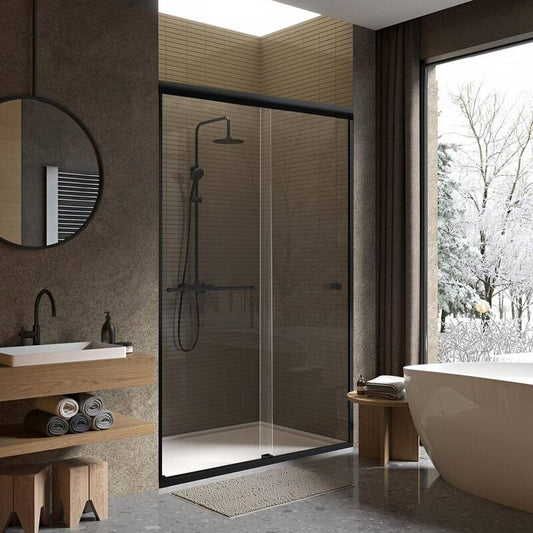 44 in.-48 in. W 70-3/8 in. H Semi Frameless Double Sliding Shower Door Clear Tempered Glass With 5/16 in. Thick