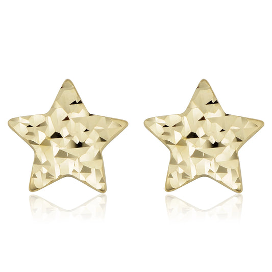 14k Yellow Gold Star Stud Earrings