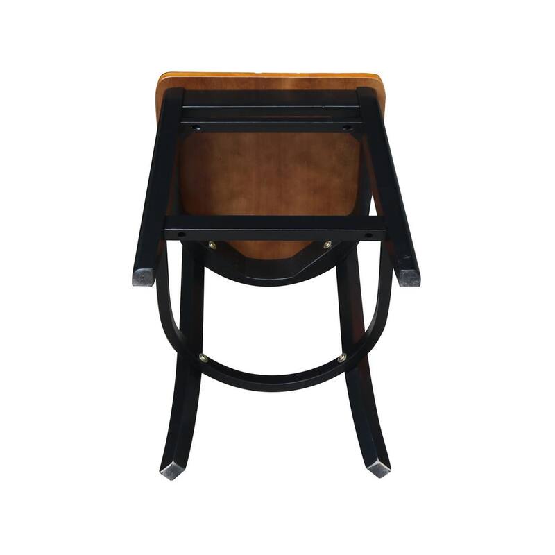 5 PC Set - Cherry / Black Solid Wood 36 in. Square Table with 4 Side Stools