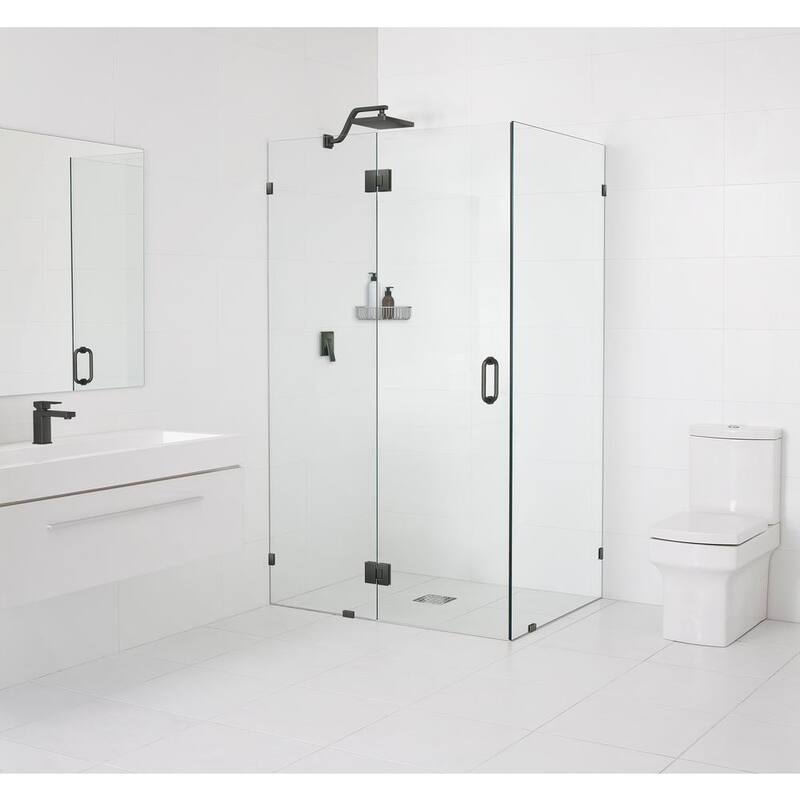 54 in. W x 37 in. D x 78 in. H Pivot Frameless Corner Shower Enclosure in Oil Rubbed Bronze Finish with Clear Glass