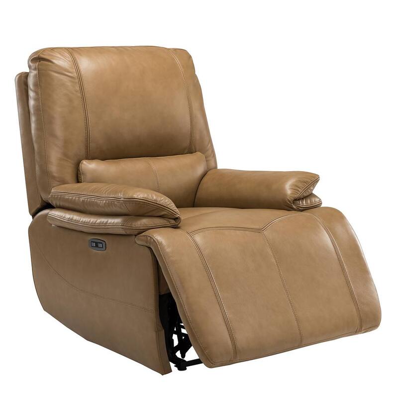 Alina Taupe Genuine Leather Power Recliner with USB Port