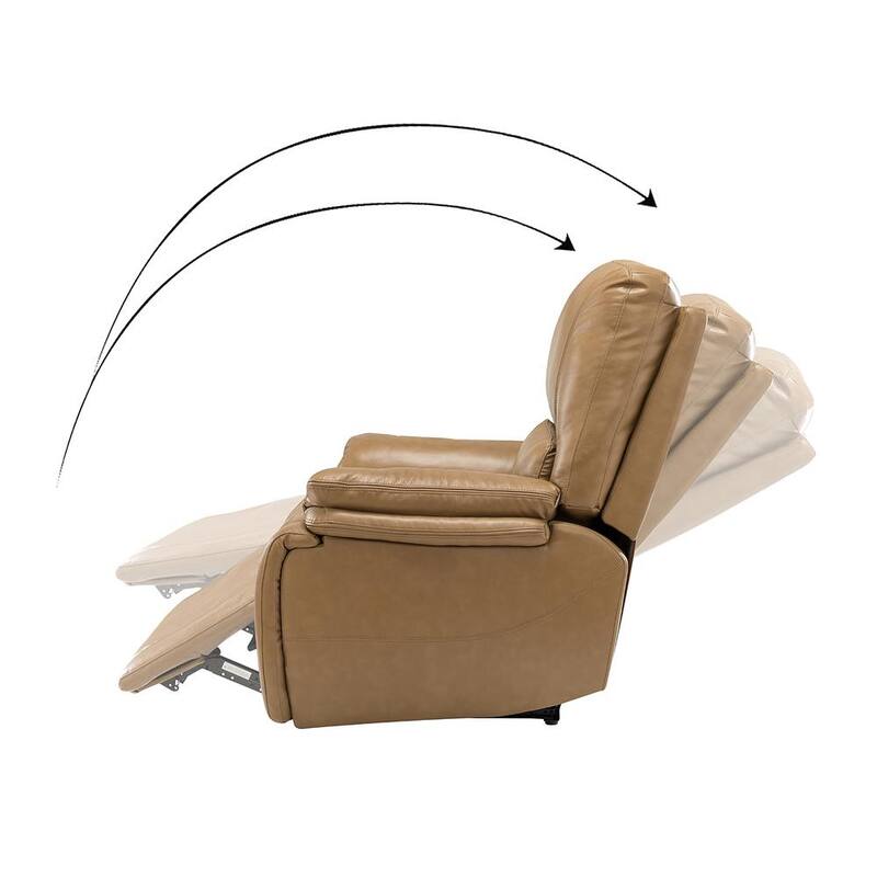 Alina Taupe Genuine Leather Power Recliner with USB Port