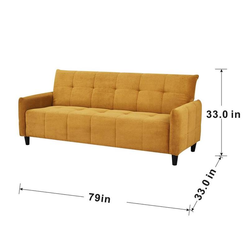 79.1 in. W Square Arm Fabric Rectangle Straight Sofa in Yellow