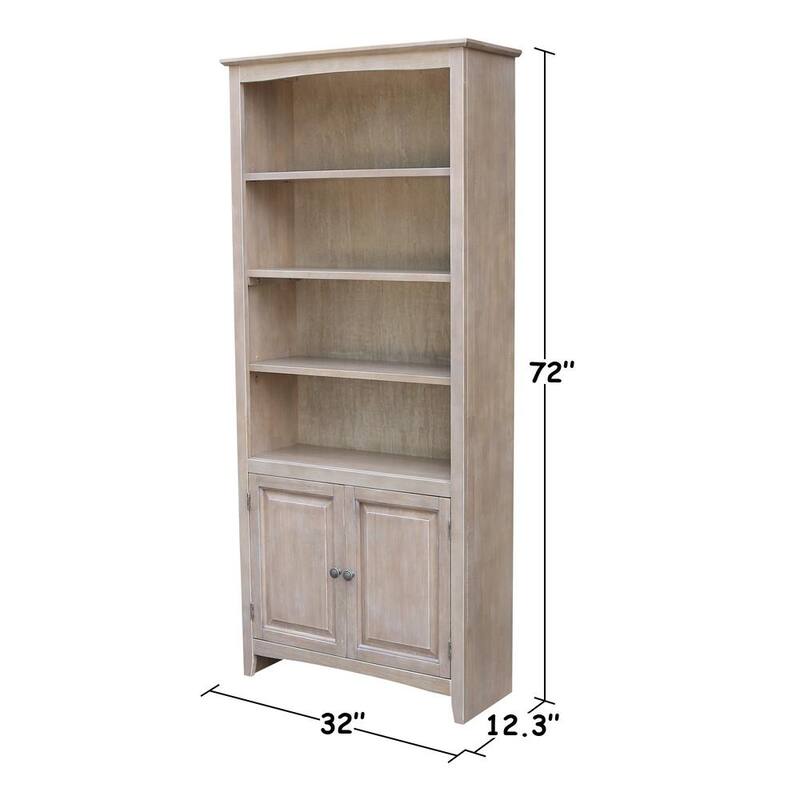 72 in. Weathered Taupe Gray Wood 6-shelf Standard Bookcase with Adjustable Shelves