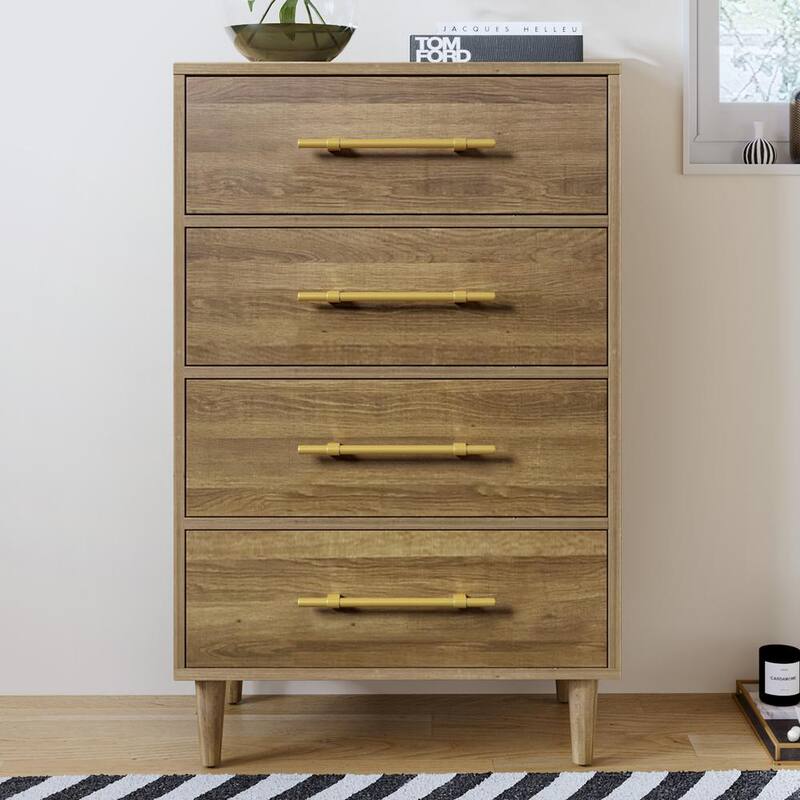 4 Drawer Walnut Chest of Drawers 46.2 in. H x 30 in. W x 17 in. D