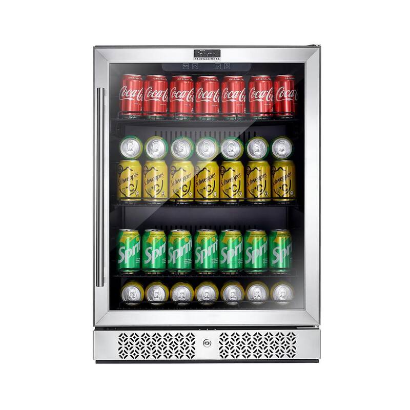 24 in. 5.2 cu. ft. Single Zone 140 of 12 oz. Can Built-In/Freestanding Beverage Cooler in Stainless Steel