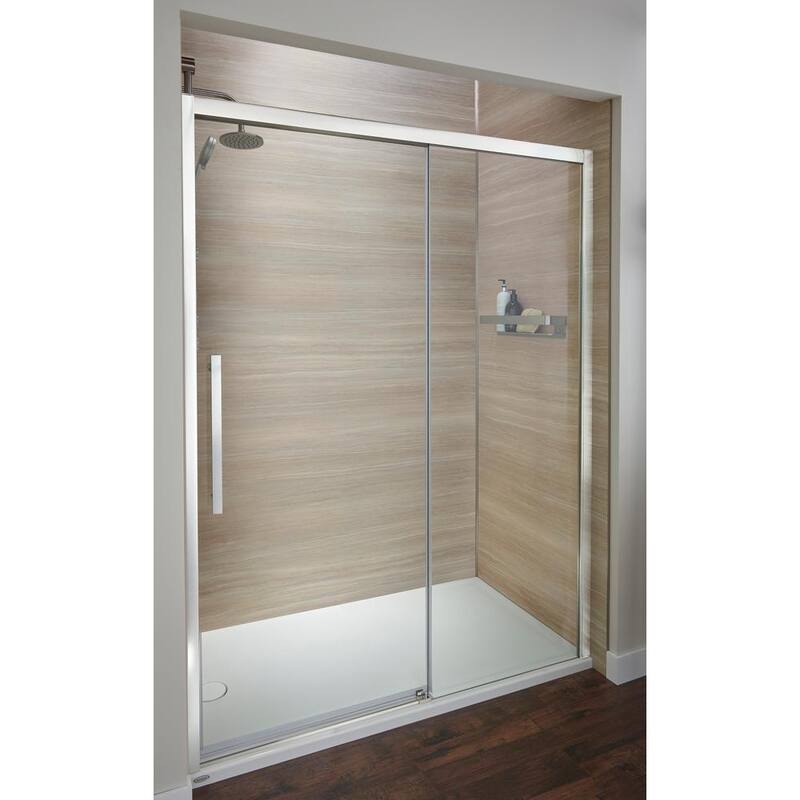 60 in. x 76 in. Semi-Frameless Concealed Sliding Shower Door in Chrome