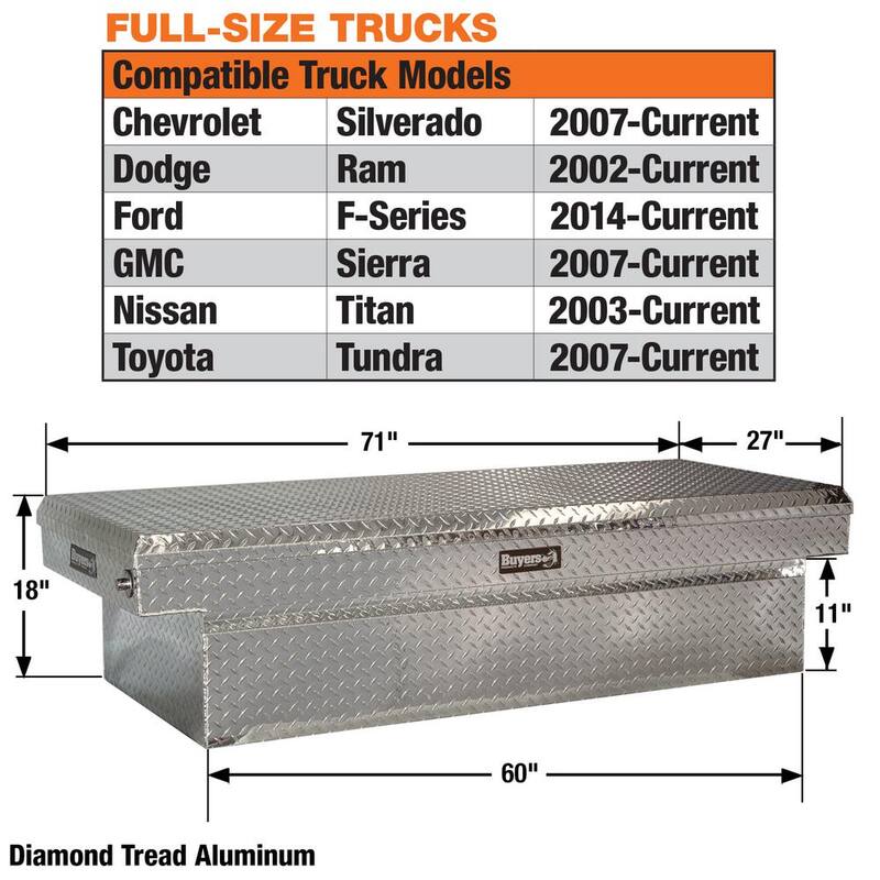 18 in. x 27 in. x 71 in. Diamond Tread Aluminum Crossover Truck Tool Box