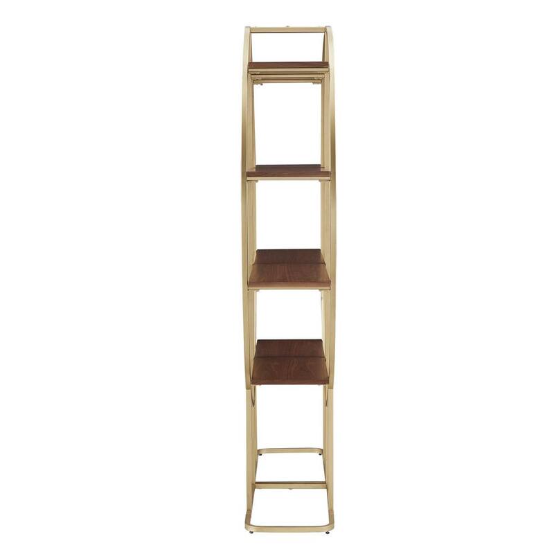 76 in. Natural Gold Metal 8-Shelf Full Moon Accent Bookcase