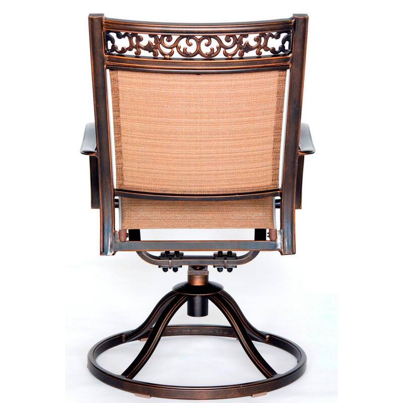 2-Piece Swivel Rocker Chair Cast Aluminum All-Weather Comfort Club Sling Arm Patio Dining Chair