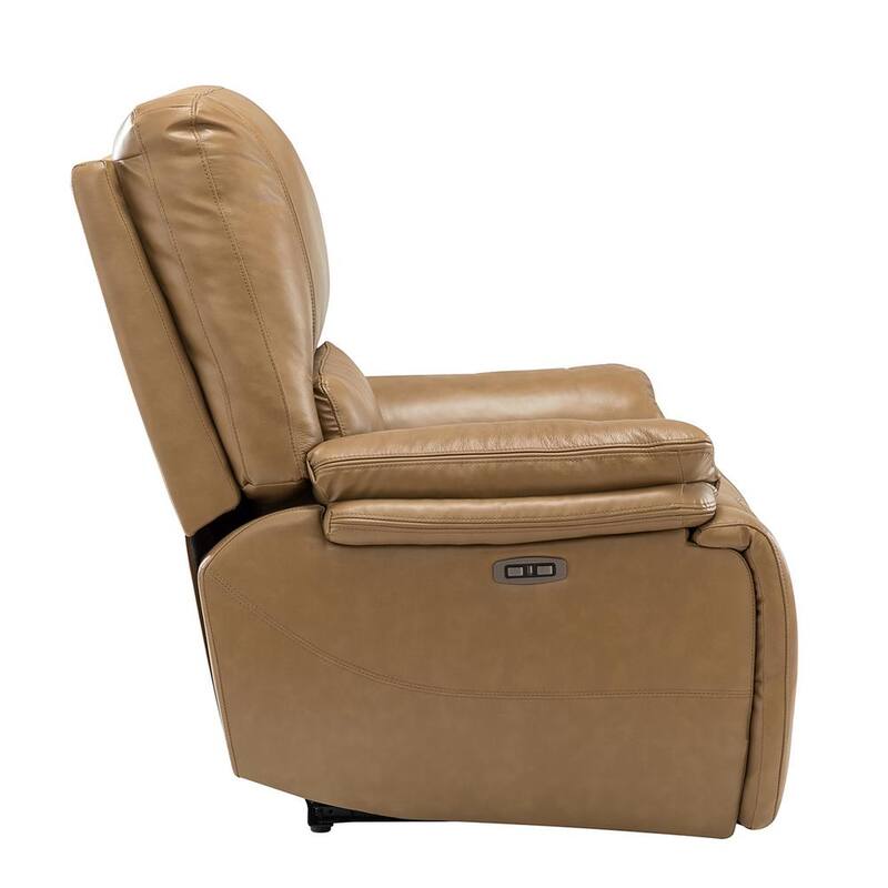 Alina Taupe Genuine Leather Power Recliner with USB Port