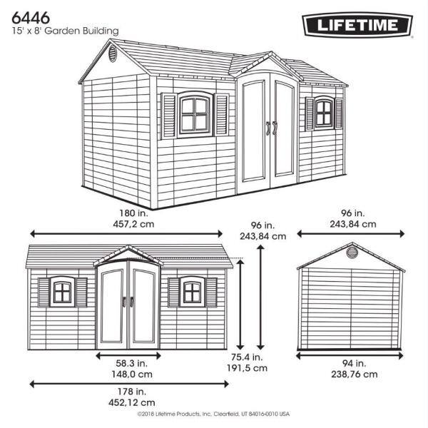 15 ft. x 8 ft. Resin Outdoor Garden Shed