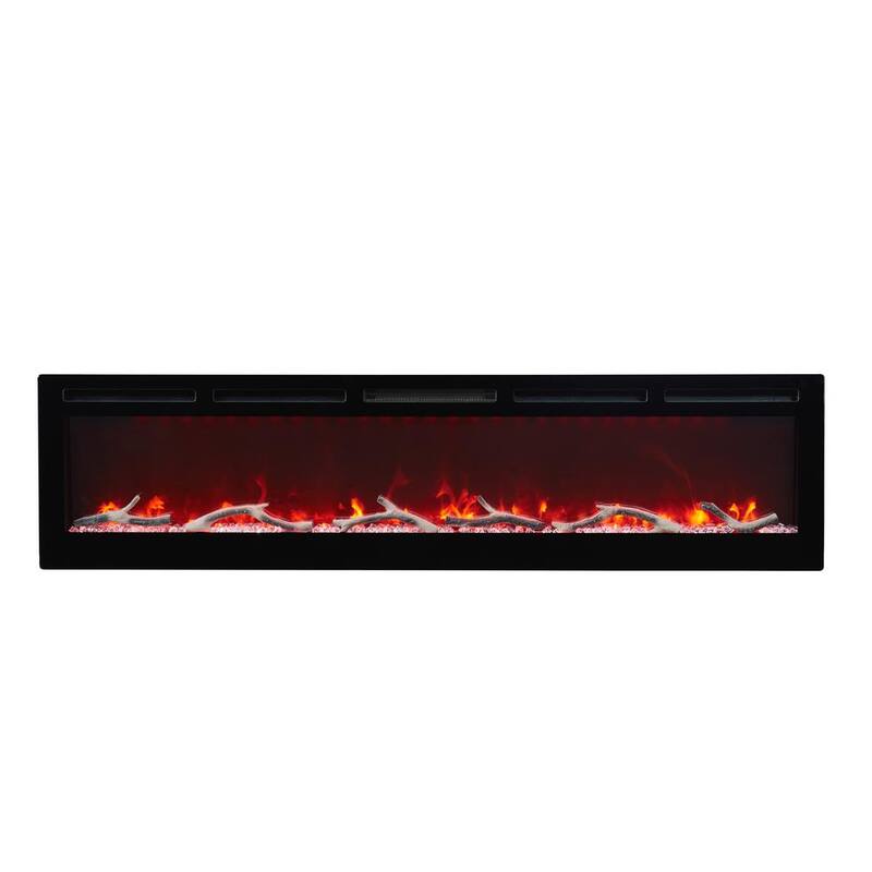 72 in. Wall Mount and Recessed Electric Fireplace in Black