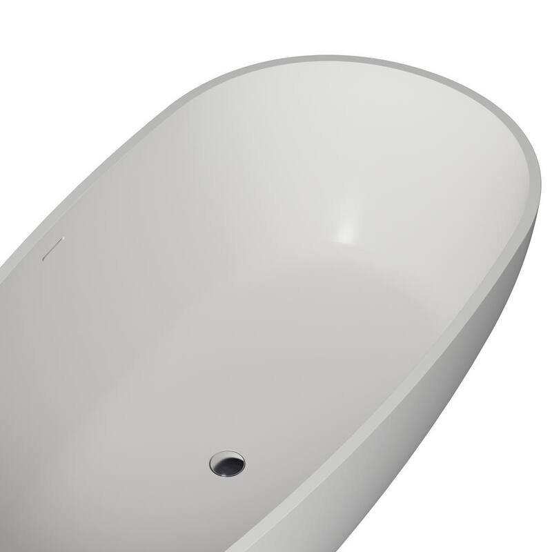 59 in. Composite Flatbottom Freestanding Non-Whirlpool Soaking Bathtub in White