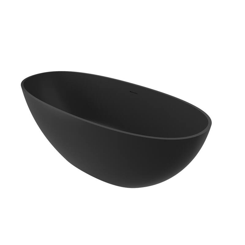 65 in. Soaking Composite Artificial Stone Solid Surface Flatbottom Non-Whirlpool Bathtub in Black