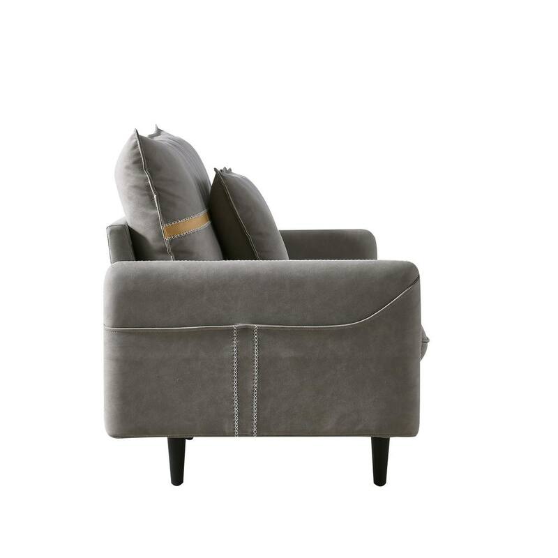 73 in. W Straight Arm Fabric Straight 3-Seat Sofa Couch Studio 2 Pillows Included in Gray