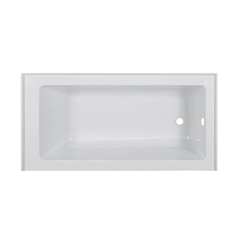 54 in. x 30 in. Acrylic Right Drain Rectangular Apron Front Non-Whirlpool Bathtub in White