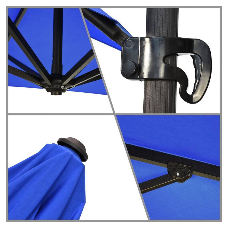 8.5 ft. Bronze Aluminum Square Cantilever Patio Umbrella with Crank Open Tilt Protective Cover in Pacific Blue Sunbrella