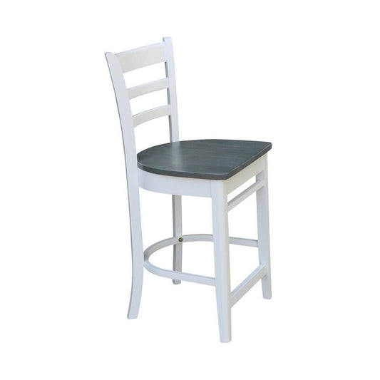 36 in. 5-Piece Heather Gray and White Extendable Gathering Height Table with 4-Counter Height Stools