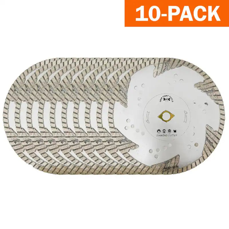 9 in. Premium Deep Turbo Cut Diamond Blade for Cutting Granite Marble Concrete Stone Brick and Masonry 10-Pack