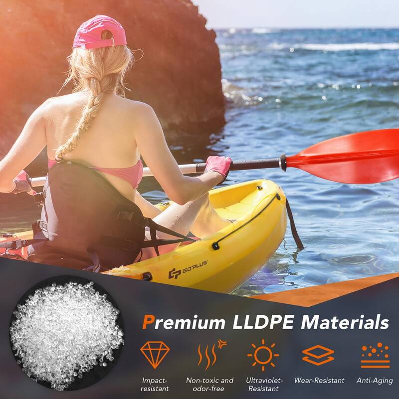 10.2 ft. Orange Single Sit-On-Top Kayak 1-Person Kayak Boat with Detachable Aluminum Paddle