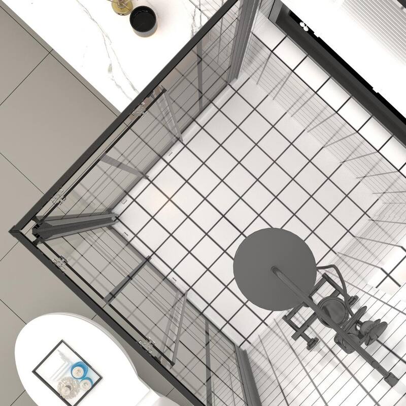 36 in. W x 72 in. H Double Sliding Framed Corner Shower Enclosure in Black Finish