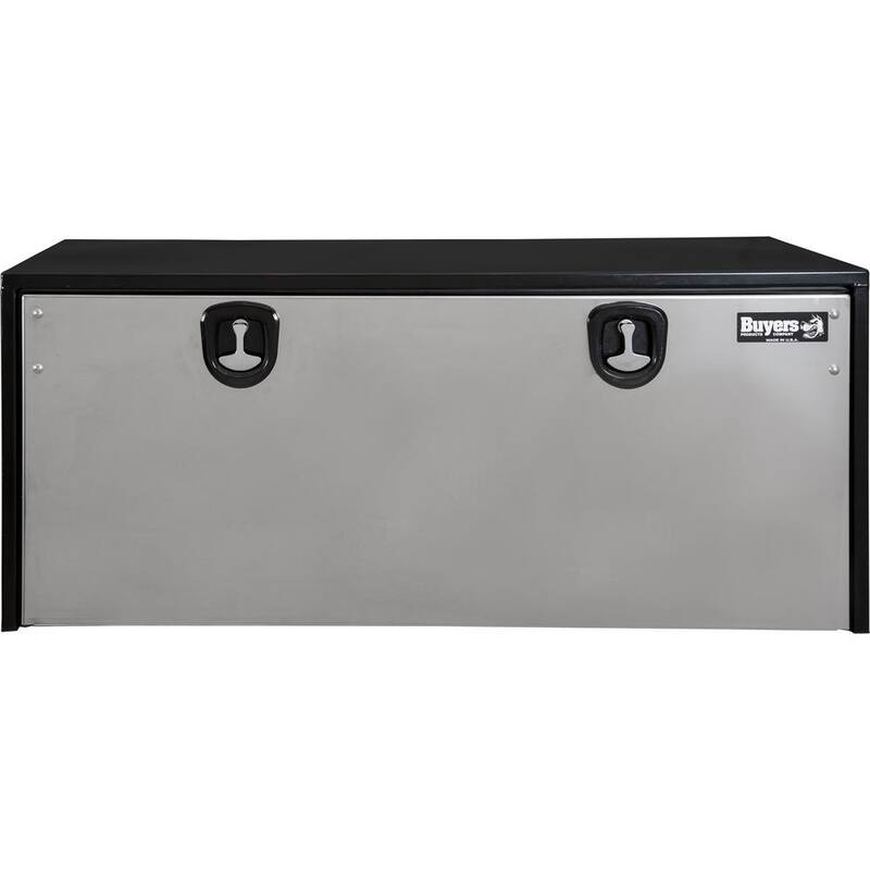 18 in. x 18 in. x 60 in. Gloss Black Steel Underbody Truck Tool Box with Stainless Steel Door