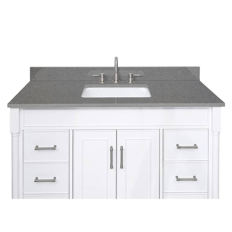 49 in. W x 22 in. D Quartz Vanity Top in Lotte Radianz Contrail Matte with White Rectangular Single Sink