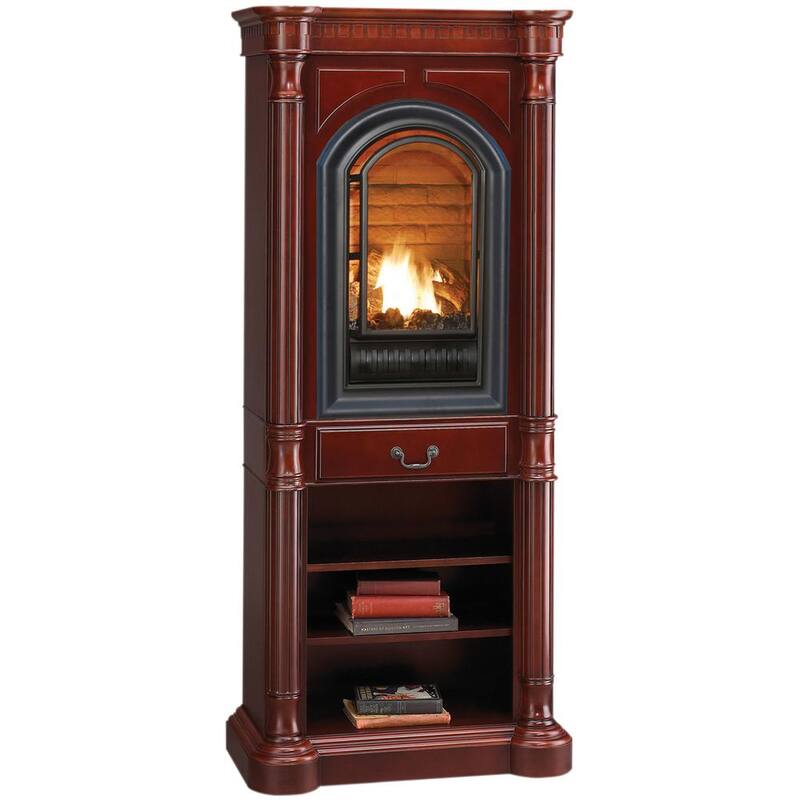 35 in. Ventless Natural Gas Tower Fireplace in Cherry