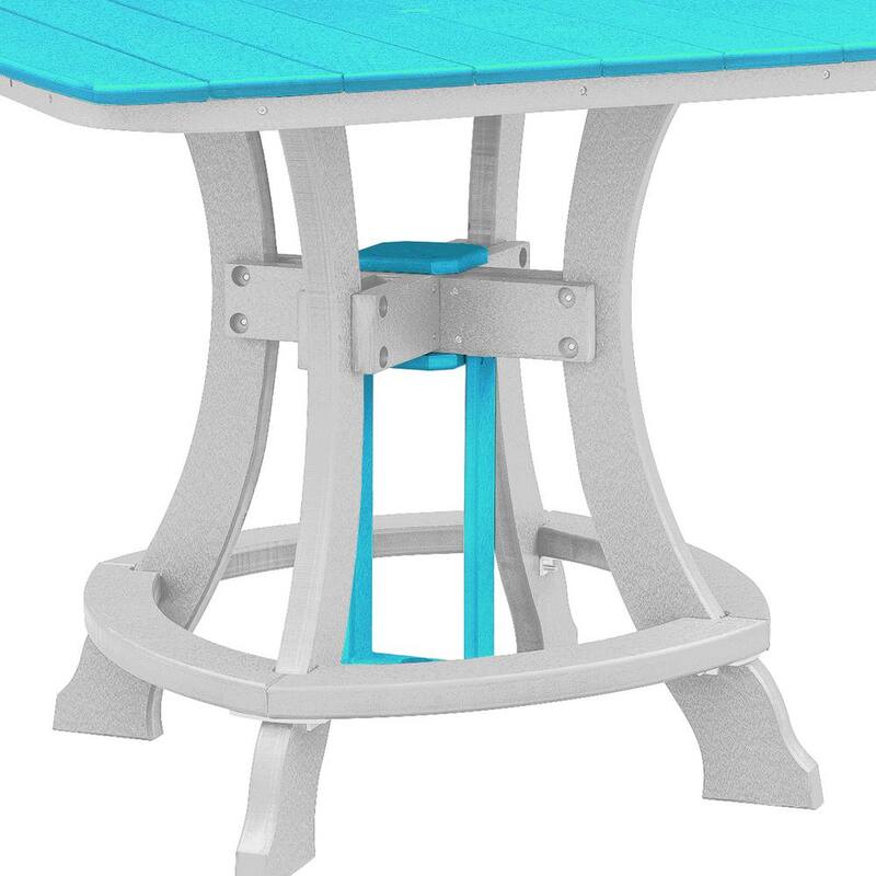 Adirondack White Square Composite Outdoor Dining Table with Aruba Blue Top