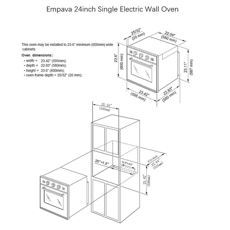 24 in. Single Electric Wall Oven with Convection Fan in Silver Glass