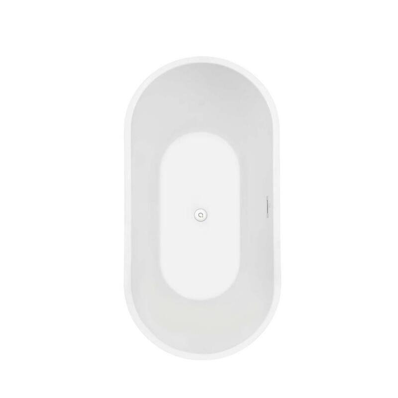 63 in. Acrylic Oval Freestanding Flatbottom Non-Whirlpool Double Slipper Soaking Bathtub in White