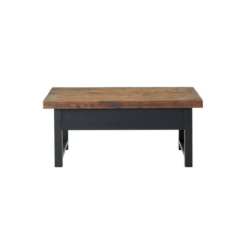 24 in. L Rustic Pine 18 in. H Rectangular Wood Lift Top Coffee Table TV Console Table 2-End Tables w/ Shelves 4-Pc