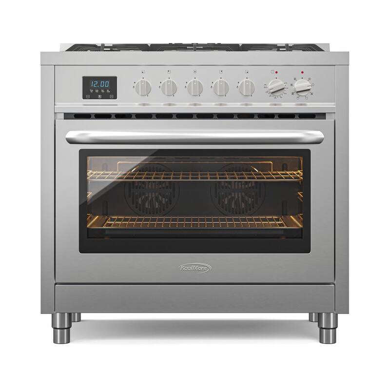 36 in. 5 Burner Freestanding Dual Fuel Range with Gas Stove and Electric Oven in. Stainless Steel