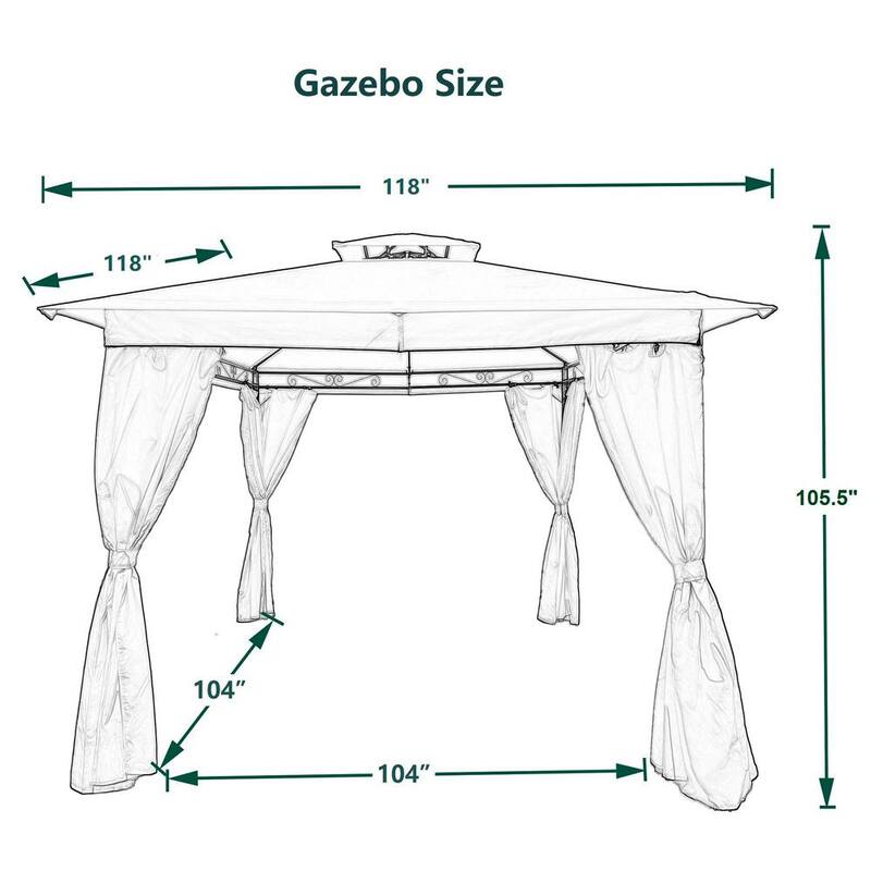 10 ft. x 10 ft. Dark Gray Outdoor Patio Garden Gazebo Canopy Tent Outdoor Shading