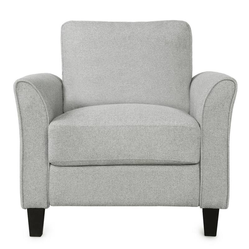 76 in. W 2-piece Linen Living Room Furniture Chair and 3-seat Sofa in Light Gray