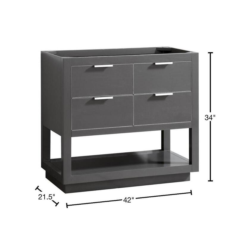 Allie 42 in. W x 21.5 in. D x 34 in. H Bath Vanity Cabinet Only in Twilight Gray with Silver Trim