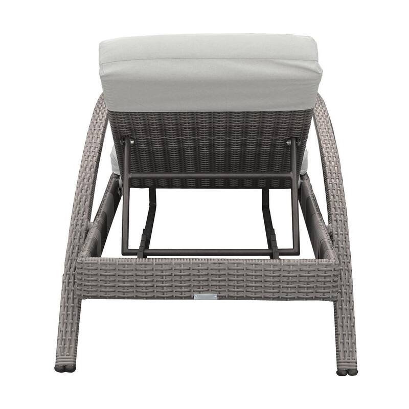 Aloha Grey 1-Piece Aluminum and Wicker Outdoor Chaise Lounge with Grey Cushions